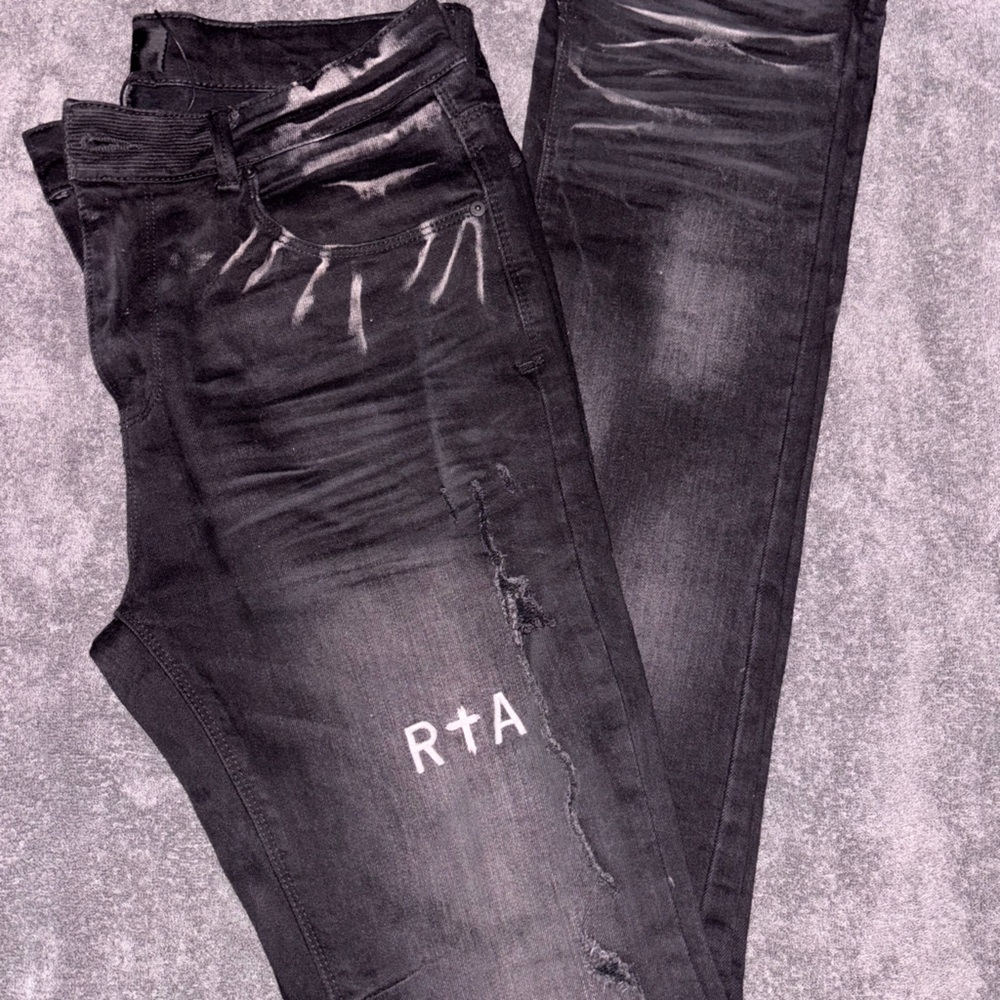 RtA Black Skinny Jeans Distressed Denim
